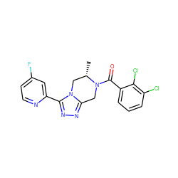 C[C@H]1Cn2c(nnc2-c2cc(F)ccn2)CN1C(=O)c1cccc(Cl)c1Cl ZINC000474602351