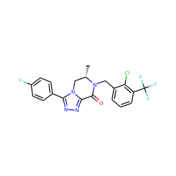 C[C@H]1Cn2c(nnc2-c2ccc(F)cc2)C(=O)N1Cc1cccc(C(F)(F)F)c1Cl ZINC000219160737