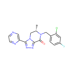 C[C@H]1Cn2c(nnc2-c2cnccn2)C(=O)N1Cc1ccc(F)cc1Cl ZINC000219121625