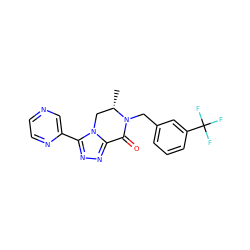 C[C@H]1Cn2c(nnc2-c2cnccn2)C(=O)N1Cc1cccc(C(F)(F)F)c1 ZINC000219128402