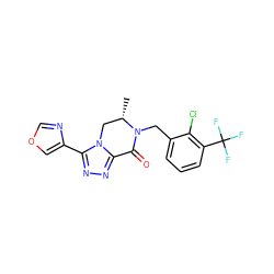 C[C@H]1Cn2c(nnc2-c2cocn2)C(=O)N1Cc1cccc(C(F)(F)F)c1Cl ZINC000219167685