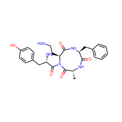 C[C@H]1NC(=O)[C@H](Cc2ccccc2)NC(=O)[C@H](CCN)N(C(=O)[C@@H](N)Cc2ccc(O)cc2)C1=O ZINC000026266605