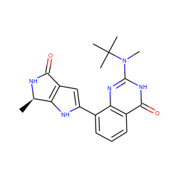 C[C@H]1NC(=O)c2cc(-c3cccc4c(=O)[nH]c(N(C)C(C)(C)C)nc34)[nH]c21 ZINC000222205280