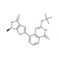 C[C@H]1NC(=O)c2cc(-c3cccc4c(=O)[nH]c(NC(C)(C)C)nc34)[nH]c21 ZINC000222345564