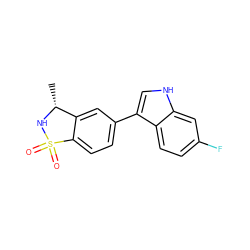 C[C@H]1NS(=O)(=O)c2ccc(-c3c[nH]c4cc(F)ccc34)cc21 ZINC001772647157