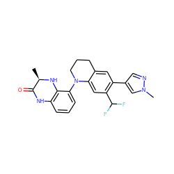 C[C@H]1Nc2c(cccc2N2CCCc3cc(-c4cnn(C)c4)c(C(F)F)cc32)NC1=O ZINC001772611638