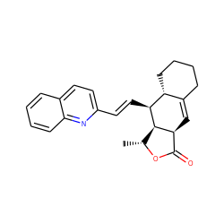 C[C@H]1OC(=O)[C@@H]2C=C3CCCC[C@H]3[C@H](/C=C/c3ccc4ccccc4n3)[C@H]12 ZINC000034802840