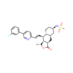 C[C@H]1OC(=O)[C@@H]2C[C@@H]3C[C@H](NS(C)(=O)=O)CC[C@H]3[C@H](/C=C/c3ccc(-c4cccc(F)c4)cn3)[C@H]12 ZINC000049881621