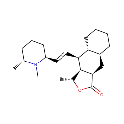 C[C@H]1OC(=O)[C@@H]2C[C@@H]3CCCC[C@H]3[C@H](/C=C/[C@@H]3CCC[C@@H](C)N3C)[C@H]12 ZINC000013818620