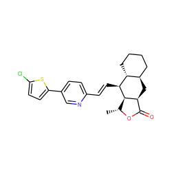 C[C@H]1OC(=O)[C@@H]2C[C@@H]3CCCC[C@H]3[C@H](/C=C/c3ccc(-c4ccc(Cl)s4)cn3)[C@H]12 ZINC000028823111