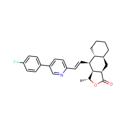 C[C@H]1OC(=O)[C@@H]2C[C@@H]3CCCC[C@H]3[C@H](/C=C/c3ccc(-c4ccc(F)cc4)cn3)[C@H]12 ZINC000013673156