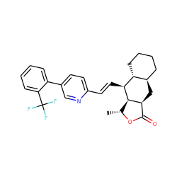 C[C@H]1OC(=O)[C@@H]2C[C@@H]3CCCC[C@H]3[C@H](/C=C/c3ccc(-c4ccccc4C(F)(F)F)cn3)[C@H]12 ZINC000013673164