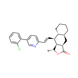 C[C@H]1OC(=O)[C@@H]2C[C@@H]3CCCC[C@H]3[C@H](/C=C/c3ccc(-c4ccccc4Cl)cn3)[C@H]12 ZINC000013673170