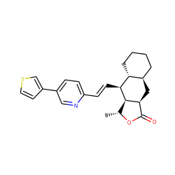 C[C@H]1OC(=O)[C@@H]2C[C@@H]3CCCC[C@H]3[C@H](/C=C/c3ccc(-c4ccsc4)cn3)[C@H]12 ZINC000028823112