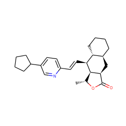 C[C@H]1OC(=O)[C@@H]2C[C@@H]3CCCC[C@H]3[C@H](/C=C/c3ccc(C4CCCC4)cn3)[C@H]12 ZINC000028823102