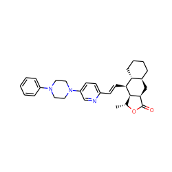 C[C@H]1OC(=O)[C@@H]2C[C@@H]3CCCC[C@H]3[C@H](/C=C/c3ccc(N4CCN(c5ccccc5)CC4)cn3)[C@H]12 ZINC000028823107