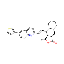 C[C@H]1OC(=O)[C@@H]2C[C@@H]3CCCC[C@H]3[C@H](/C=C/c3ccc4cc(-c5ccsc5)ccc4n3)[C@H]12 ZINC000028571718