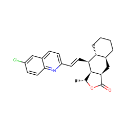 C[C@H]1OC(=O)[C@@H]2C[C@@H]3CCCC[C@H]3[C@H](/C=C/c3ccc4cc(Cl)ccc4n3)[C@H]12 ZINC000028571368