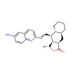 C[C@H]1OC(=O)[C@@H]2C[C@@H]3CCCC[C@H]3[C@H](/C=C/c3ccc4cc(N)ccc4n3)[C@H]12 ZINC000028569912