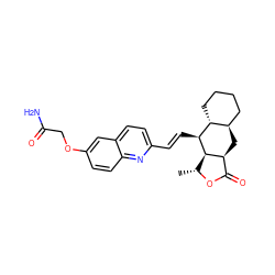 C[C@H]1OC(=O)[C@@H]2C[C@@H]3CCCC[C@H]3[C@H](/C=C/c3ccc4cc(OCC(N)=O)ccc4n3)[C@H]12 ZINC000028572382