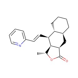 C[C@H]1OC(=O)[C@@H]2C[C@@H]3CCCC[C@H]3[C@H](/C=C/c3ccccn3)[C@H]12 ZINC000013673112