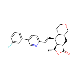 C[C@H]1OC(=O)[C@@H]2C[C@@H]3COCC[C@H]3[C@H](/C=C/c3ccc(-c4cccc(F)c4)cn3)[C@H]12 ZINC000028712067