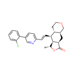 C[C@H]1OC(=O)[C@@H]2C[C@@H]3COCC[C@H]3[C@H](/C=C/c3ccc(-c4ccccc4Cl)cn3)[C@H]12 ZINC000028712071