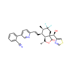 C[C@H]1OC(=O)[C@]2([C@@H](O)c3cscn3)CC(F)(F)[C@H](C)[C@H](/C=C/c3ccc(-c4ccccc4C#N)cn3)[C@H]12 ZINC001772610905