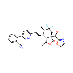 C[C@H]1OC(=O)[C@]2([C@@H](O)c3ncco3)CC(F)(F)[C@H](C)[C@H](/C=C/c3ccc(-c4ccccc4C#N)cn3)[C@@H]12 ZINC001772582670