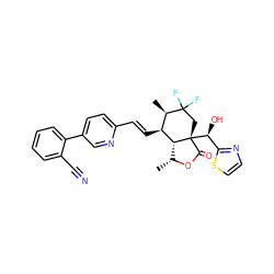 C[C@H]1OC(=O)[C@]2([C@@H](O)c3nccs3)CC(F)(F)[C@H](C)[C@H](/C=C/c3ccc(-c4ccccc4C#N)cn3)[C@@H]12 ZINC001772575768