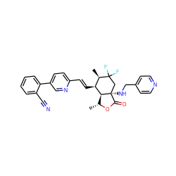 C[C@H]1OC(=O)[C@]2(NCc3ccncc3)CC(F)(F)[C@H](C)[C@H](/C=C/c3ccc(-c4ccccc4C#N)cn3)[C@H]12 ZINC001772607289