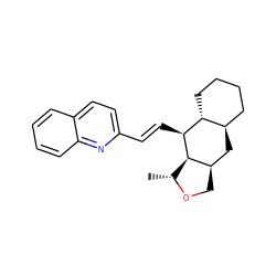 C[C@H]1OC[C@@H]2C[C@@H]3CCCC[C@H]3[C@H](/C=C/c3ccc4ccccc4n3)[C@@H]21 ZINC000034802880