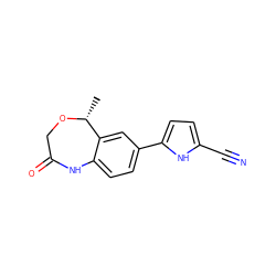 C[C@H]1OCC(=O)Nc2ccc(-c3ccc(C#N)[nH]3)cc21 ZINC000038314365