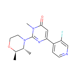 C[C@H]1OCCN(c2nc(-c3ccncc3F)cc(=O)n2C)[C@@H]1C ZINC000114416729