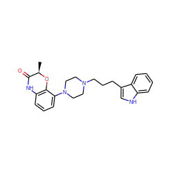 C[C@H]1Oc2c(cccc2N2CCN(CCCc3c[nH]c4ccccc34)CC2)NC1=O ZINC000013674851