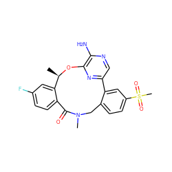 C[C@H]1Oc2nc(cnc2N)-c2cc(S(C)(=O)=O)ccc2CN(C)C(=O)c2ccc(F)cc21 ZINC000169352673