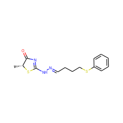 C[C@H]1SC(N/N=C/CCCSc2ccccc2)=NC1=O ZINC000299829411