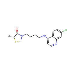 C[C@H]1SCN(CCCCNc2ccnc3cc(Cl)ccc23)C1=O ZINC000035091192