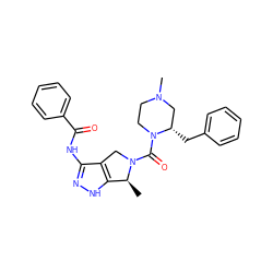 C[C@H]1c2[nH]nc(NC(=O)c3ccccc3)c2CN1C(=O)N1CCN(C)C[C@@H]1Cc1ccccc1 ZINC000149188752