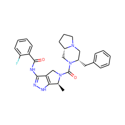 C[C@H]1c2[nH]nc(NC(=O)c3ccccc3F)c2CN1C(=O)N1C[C@@H]2CCCN2C[C@@H]1Cc1ccccc1 ZINC000149300423