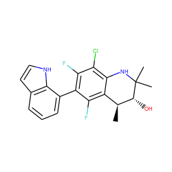 C[C@H]1c2c(F)c(-c3cccc4cc[nH]c34)c(F)c(Cl)c2NC(C)(C)[C@@H]1O ZINC000066097476