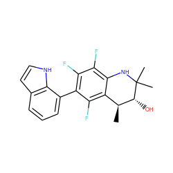 C[C@H]1c2c(F)c(-c3cccc4cc[nH]c34)c(F)c(F)c2NC(C)(C)[C@@H]1O ZINC000066097473