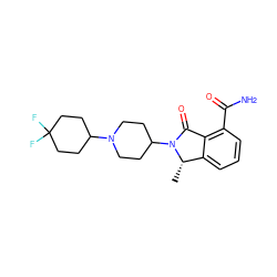 C[C@H]1c2cccc(C(N)=O)c2C(=O)N1C1CCN(C2CCC(F)(F)CC2)CC1 ZINC000117374441