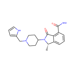 C[C@H]1c2cccc(C(N)=O)c2C(=O)N1C1CCN(Cc2ccc[nH]2)CC1 ZINC000117375161