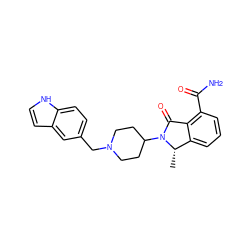 C[C@H]1c2cccc(C(N)=O)c2C(=O)N1C1CCN(Cc2ccc3[nH]ccc3c2)CC1 ZINC000117363417