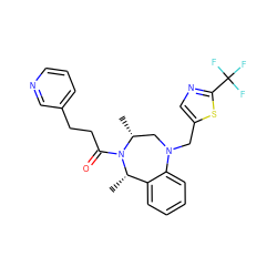 C[C@H]1c2ccccc2N(Cc2cnc(C(F)(F)F)s2)C[C@@H](C)N1C(=O)CCc1cccnc1 ZINC001772628954