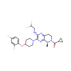 C[C@H]1c2nc(N3CCC(Oc4ccc(F)cc4F)CC3)c(NCC(F)F)nc2CCN1C(=O)C1CC1 ZINC001772632529