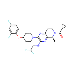 C[C@H]1c2nc(NCC(F)F)c(N3CCC(Oc4ccc(F)cc4F)CC3)nc2CCN1C(=O)C1CC1 ZINC001772622247