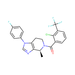 C[C@H]1c2ncn(-c3ccc(F)cc3)c2CCN1C(=O)c1cccc(C(F)(F)F)c1Cl ZINC000218426363