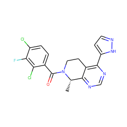 C[C@H]1c2ncnc(-c3ccn[nH]3)c2CCN1C(=O)c1ccc(Cl)c(F)c1Cl ZINC000225928040